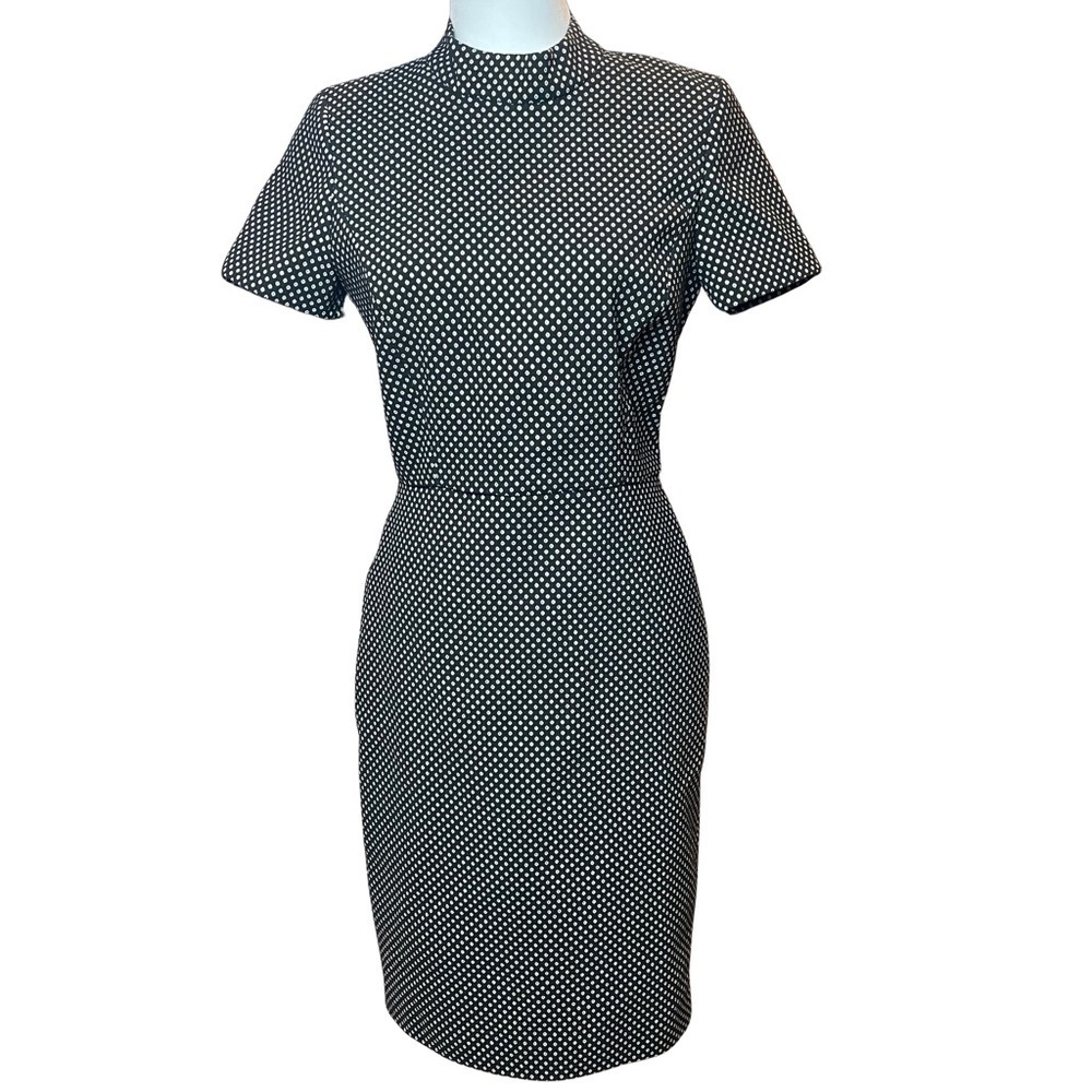 J. Crew Short-sleeve mockneck Little Black dress with Gold • Size 2 - Picture 2 of 6